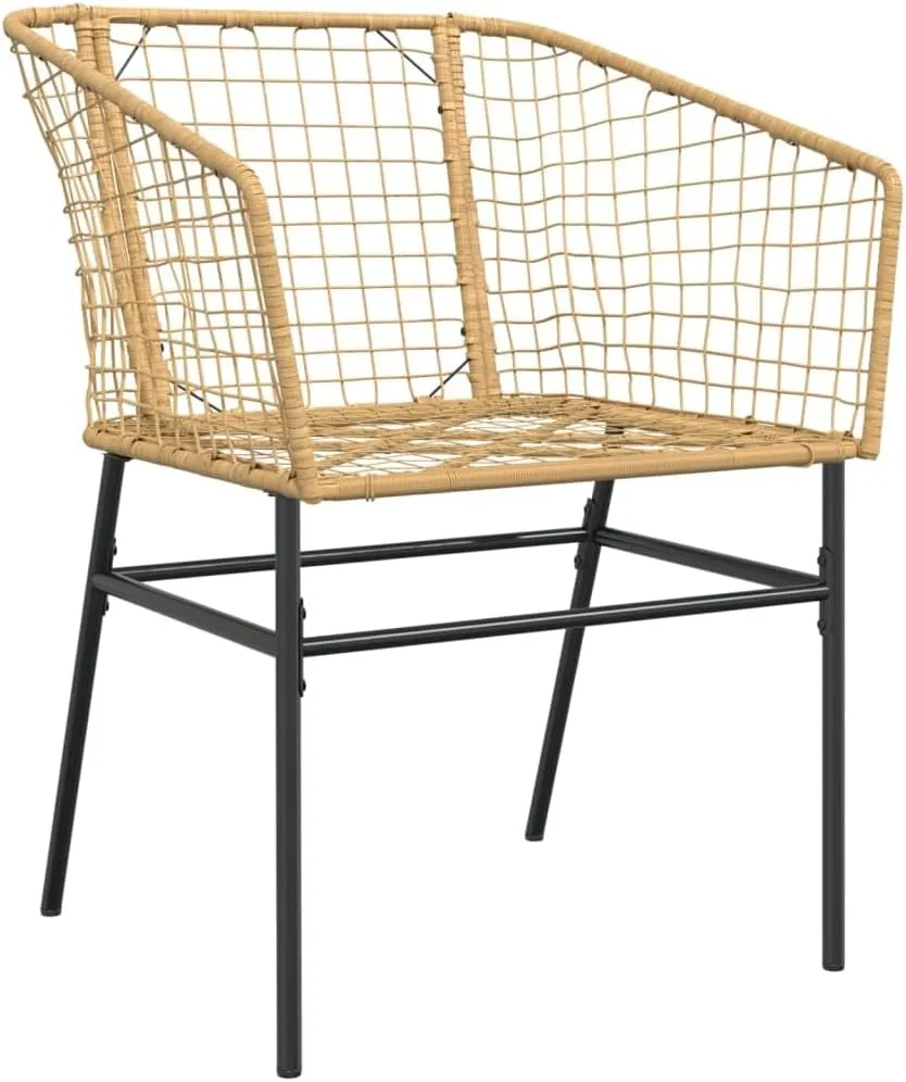 2-Piece Brown PE Rattan Outdoor Lounge Chairs with Steel Frame, Patio Furniture for Backyard, Poolside, and Camping, All-Weather Comfort Seating