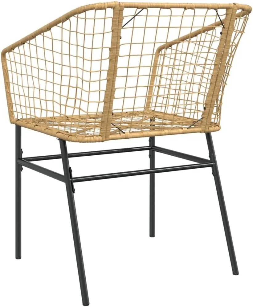 2-Piece Brown PE Rattan Outdoor Lounge Chairs with Steel Frame, Patio Furniture for Backyard, Poolside, and Camping, All-Weather Comfort Seating