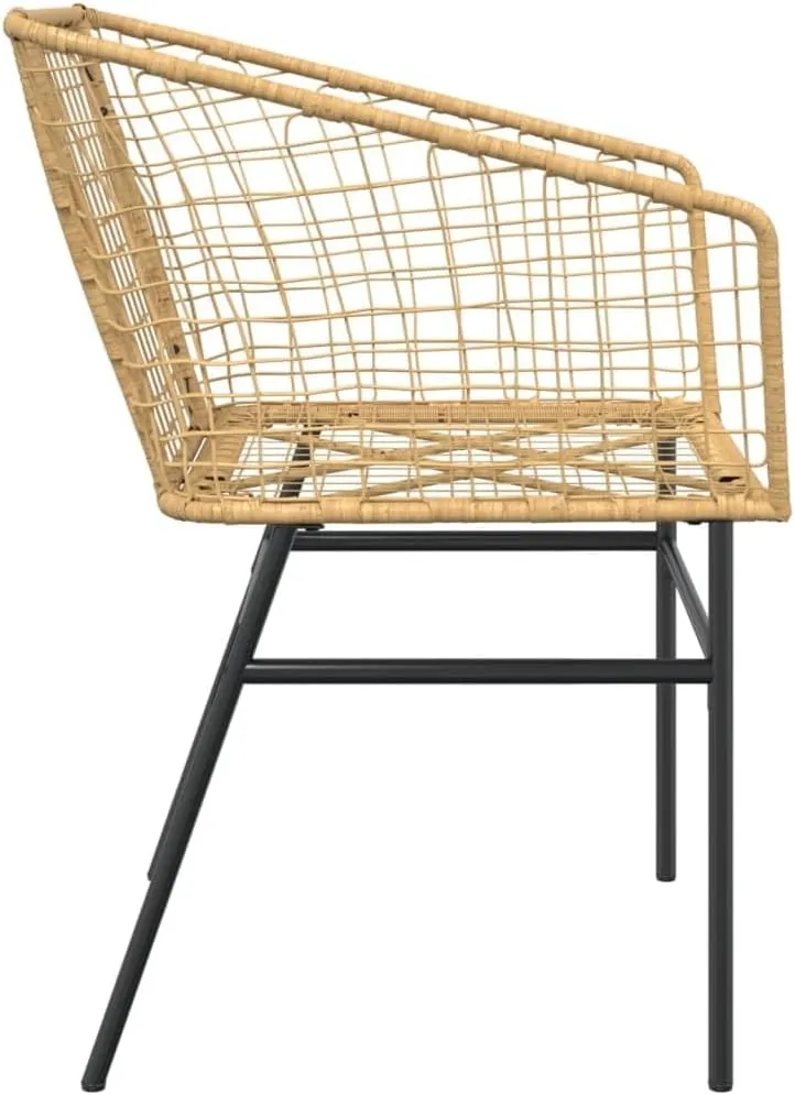 2-Piece Brown PE Rattan Outdoor Lounge Chairs with Steel Frame, Patio Furniture for Backyard, Poolside, and Camping, All-Weather Comfort Seating