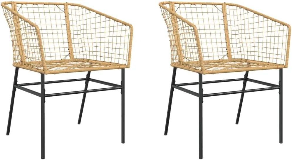 2-Piece Brown PE Rattan Outdoor Lounge Chairs with Steel Frame, Patio Furniture for Backyard, Poolside, and Camping, All-Weather Comfort Seating