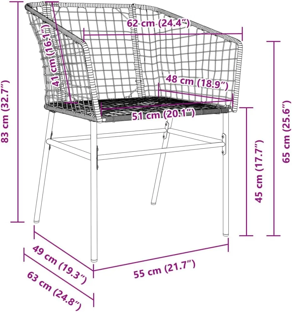 2-Piece Brown PE Rattan Outdoor Lounge Chairs with Steel Frame, Patio Furniture for Backyard, Poolside, and Camping, All-Weather Comfort Seating
