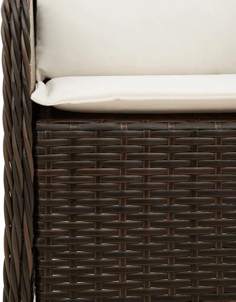 2-Piece Brown Poly Rattan Patio Chairs with Cream Cushions, Outdoor Furniture Set with Removable Washable Covers & Steel Frame for Backyard Poolside Lounge