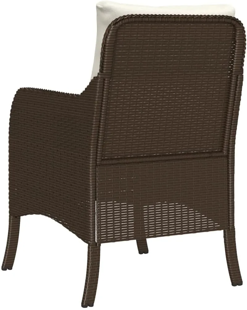 2-Piece Brown Poly Rattan Patio Chairs with Cream Cushions, Outdoor Furniture Set with Removable Washable Covers & Steel Frame for Backyard Poolside Lounge