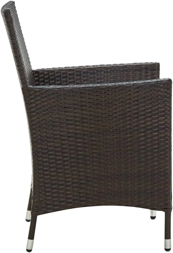 2-Piece Brown Poly Rattan Patio Chairs with Cream Cushions, Outdoor Lounge Chairs with Steel Frame for Poolside Backyard Deck Garden Furniture