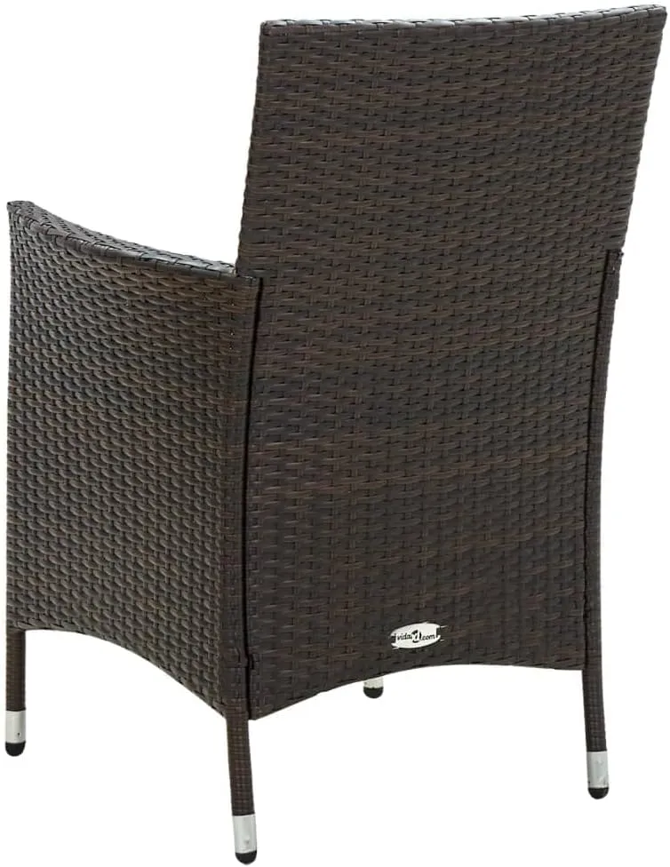2-Piece Brown Poly Rattan Patio Chairs with Cream Cushions, Outdoor Lounge Chairs with Steel Frame for Poolside Backyard Deck Garden Furniture