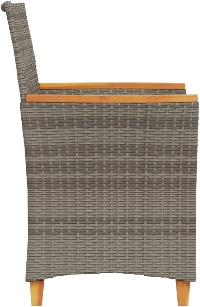 2-Piece Gray PE Rattan Patio Chairs with Solid Wood Frame & Removable Cushions, Outdoor Lounge Chairs Weather-Resistant Furniture for Poolside Backyard Deck Beach Camping