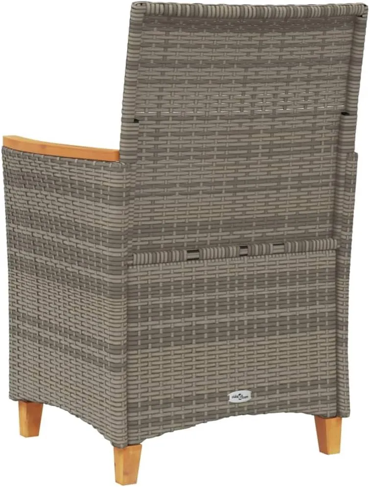 2-Piece Gray PE Rattan Patio Chairs with Solid Wood Frame & Removable Cushions, Outdoor Lounge Chairs Weather-Resistant Furniture for Poolside Backyard Deck Beach Camping