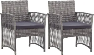 2-Piece Patio Armchairs with Cushions Anthracite Poly Rattan Outdoor Furniture Set for Backyard Poolside and Garden