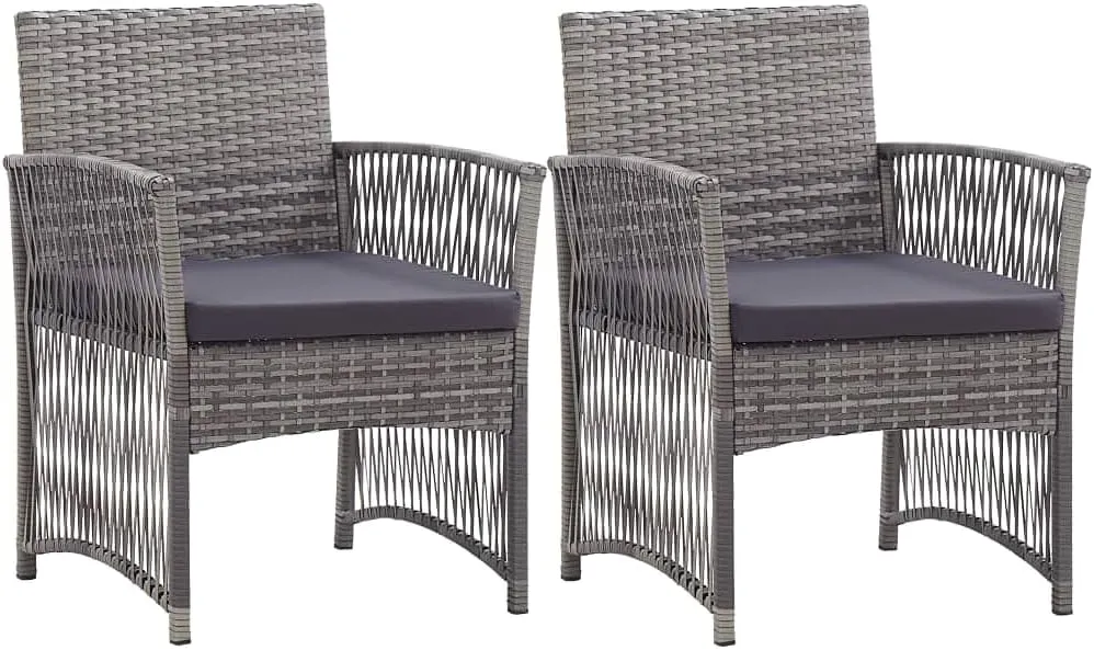 2-Piece Patio Armchairs with Cushions Anthracite Poly Rattan Outdoor Furniture Set for Backyard Poolside and Garden