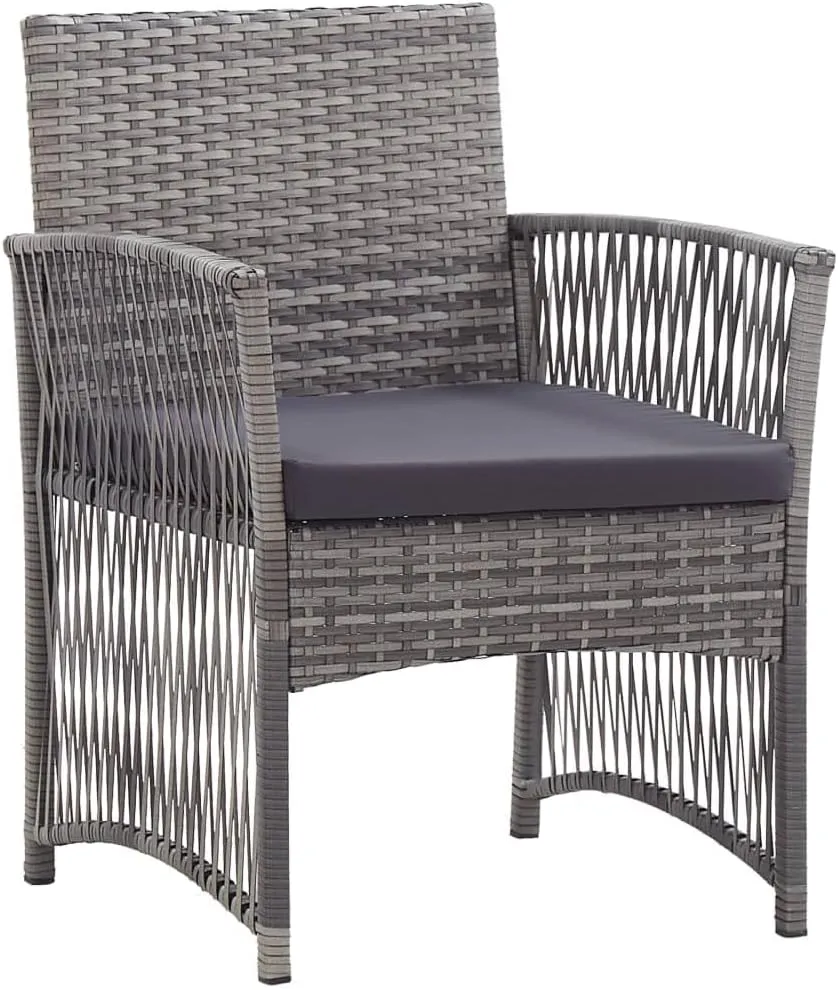 2-Piece Patio Armchairs with Cushions Anthracite Poly Rattan Outdoor Furniture Set for Backyard Poolside and Garden