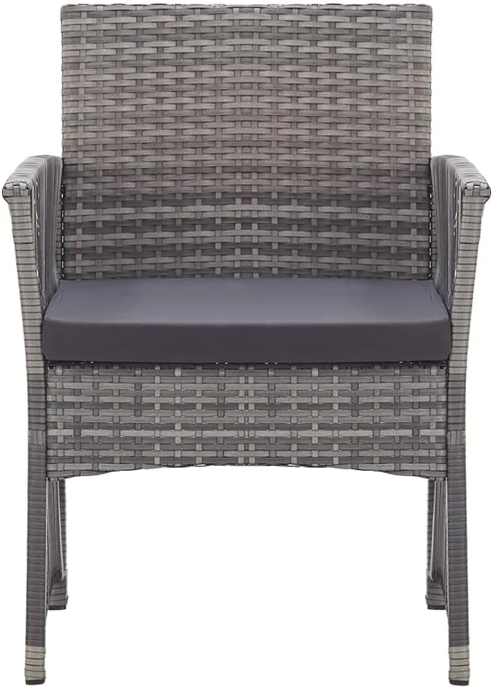 2-Piece Patio Armchairs with Cushions Anthracite Poly Rattan Outdoor Furniture Set for Backyard Poolside and Garden