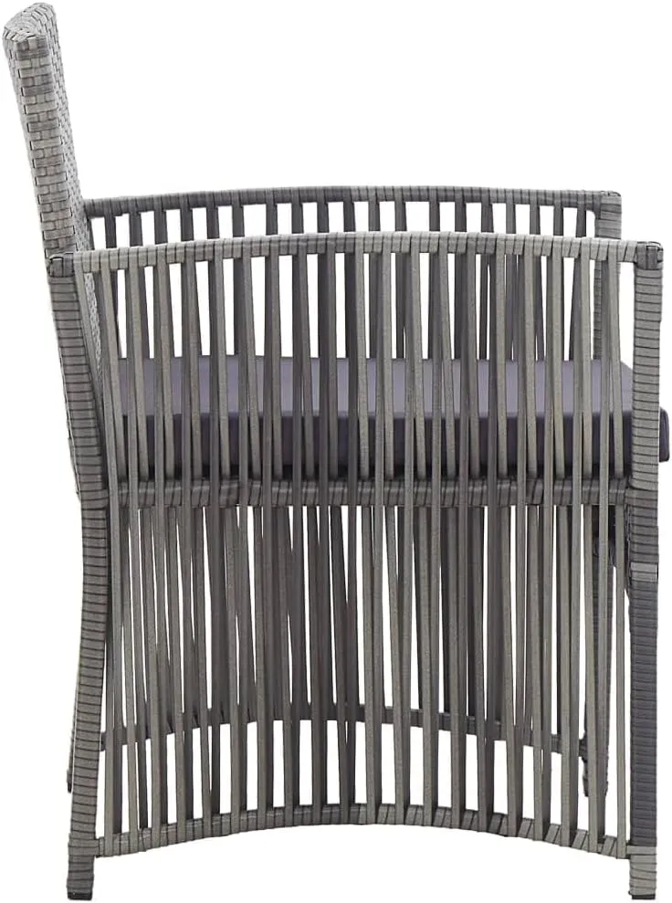 2-Piece Patio Armchairs with Cushions Anthracite Poly Rattan Outdoor Furniture Set for Backyard Poolside and Garden