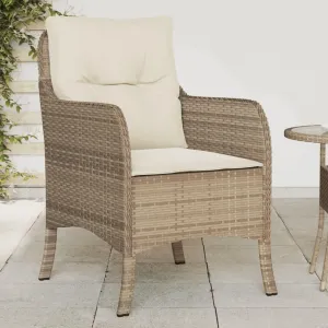 2-Piece Patio Chairs Set with Cushions Beige PE Rattan Outdoor Furniture Lounge Chairs for Poolside Backyard Garden