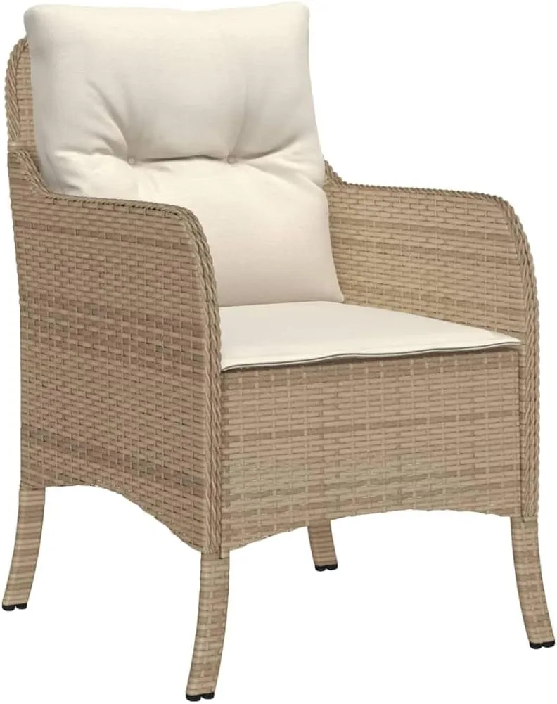2-Piece Patio Chairs Set with Cushions Beige PE Rattan Outdoor Furniture Lounge Chairs for Poolside Backyard Garden