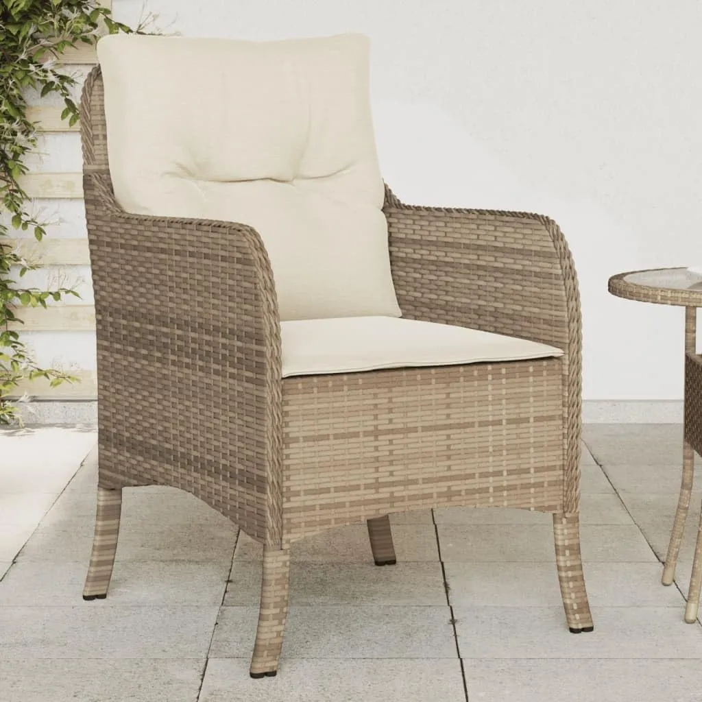 2-Piece Patio Chairs Set with Cushions Beige PE Rattan Outdoor Furniture Lounge Chairs for Poolside Backyard Garden