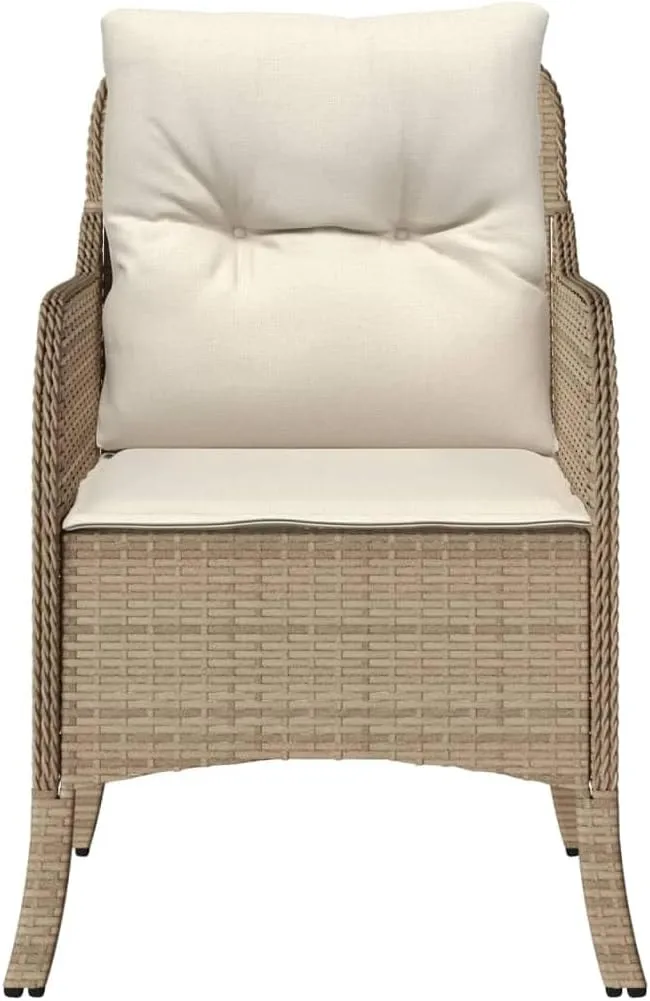 2-Piece Patio Chairs Set with Cushions Beige PE Rattan Outdoor Furniture Lounge Chairs for Poolside Backyard Garden
