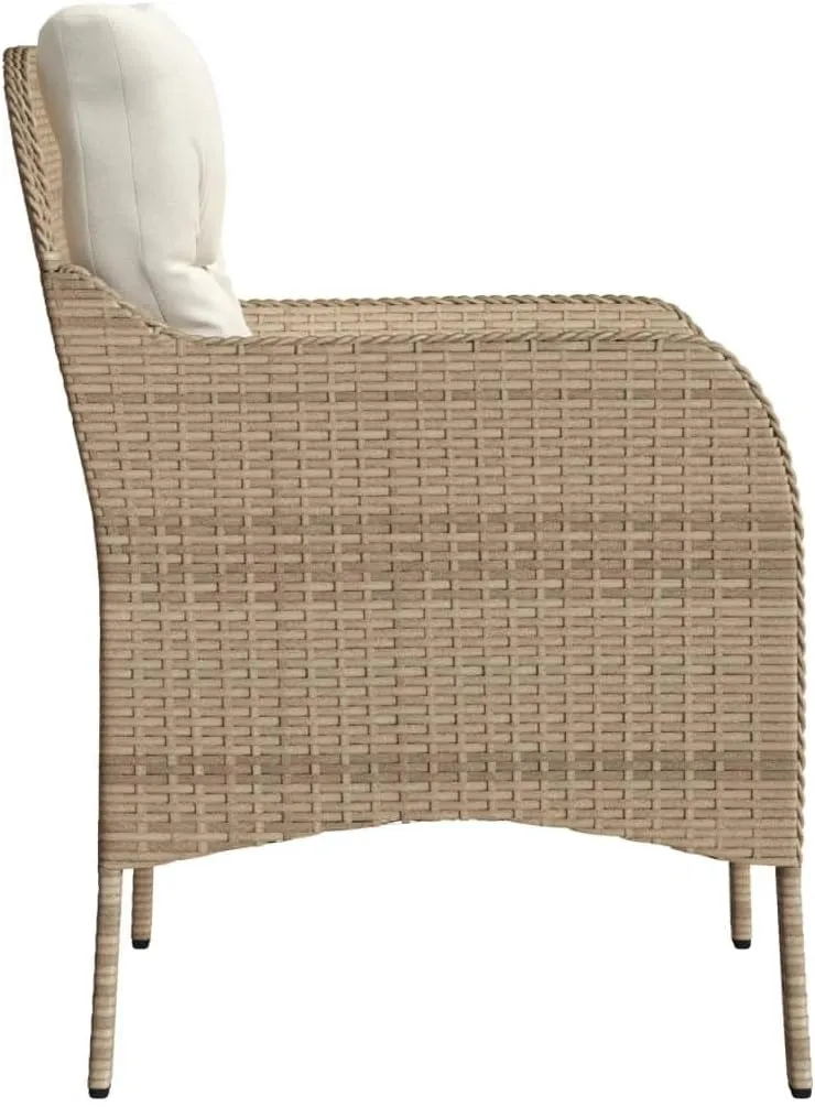 2-Piece Patio Chairs Set with Cushions Beige PE Rattan Outdoor Furniture Lounge Chairs for Poolside Backyard Garden