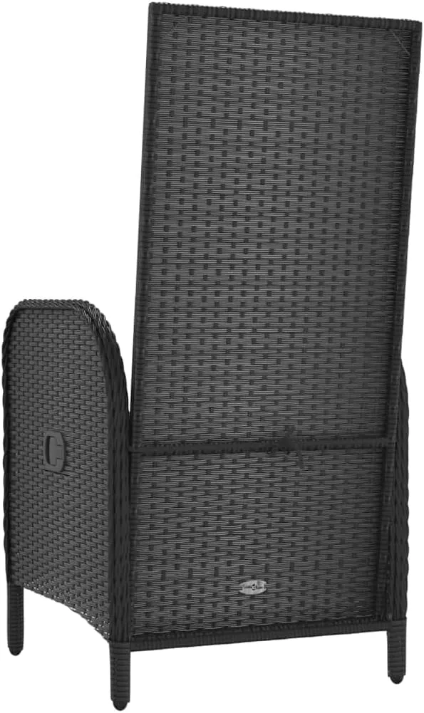 2-Piece Patio Chairs Set with Cushions, Outdoor Furniture Black Poly Rattan Steel Frame, Modern Lounge Chairs for Backyard, Poolside, Camping