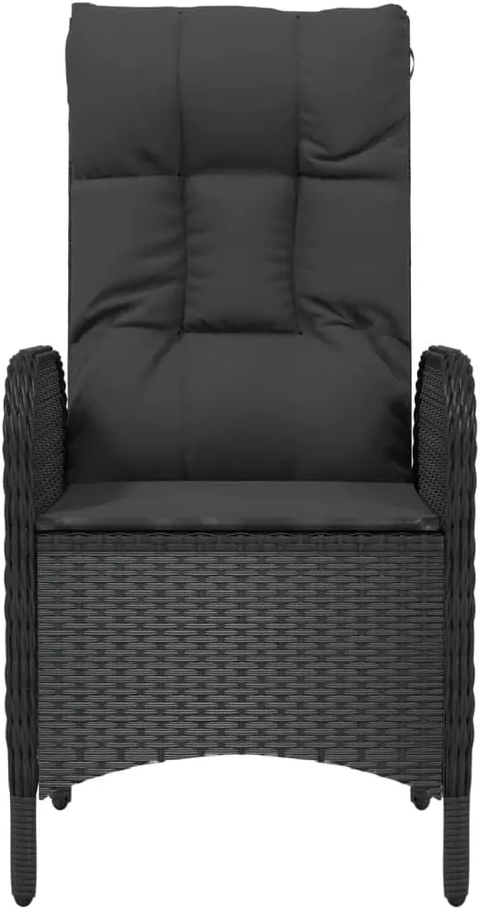 2-Piece Patio Chairs Set with Cushions, Outdoor Furniture Black Poly Rattan Steel Frame, Modern Lounge Chairs for Backyard, Poolside, Camping