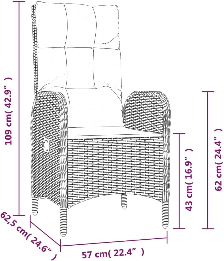 2-Piece Patio Chairs Set with Cushions, Outdoor Furniture Black Poly Rattan Steel Frame, Modern Lounge Chairs for Backyard, Poolside, Camping