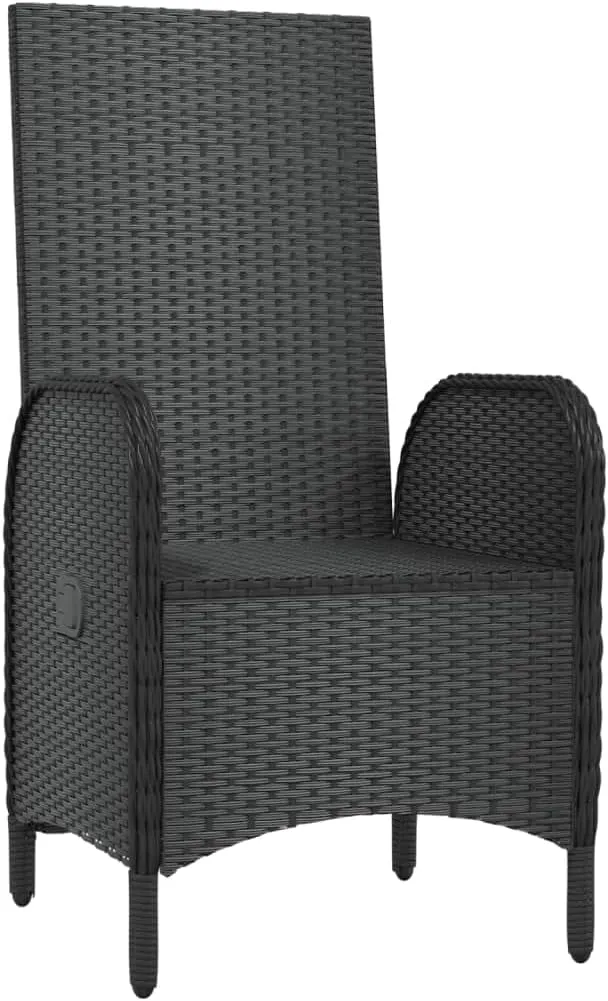 2-Piece Patio Chairs Set with Cushions, Outdoor Furniture Black Poly Rattan Steel Frame, Modern Lounge Chairs for Backyard, Poolside, Camping