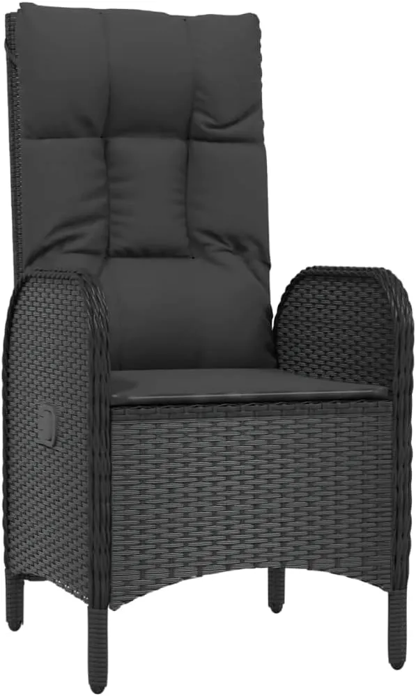 2-Piece Patio Chairs Set with Cushions, Outdoor Furniture Black Poly Rattan Steel Frame, Modern Lounge Chairs for Backyard, Poolside, Camping