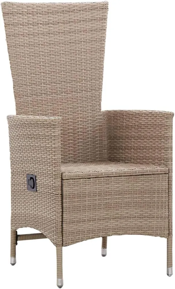 2-Piece Patio Chairs Set with Cushions PE Rattan Reclining Outdoor Furniture Beige Water-Resistant Steel Frame for Garden Poolside Backyard