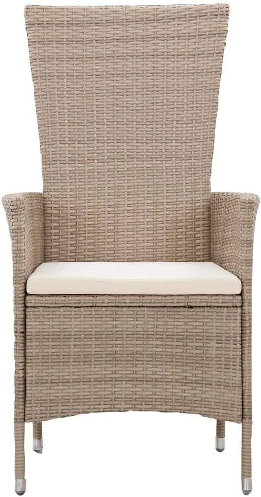 2-Piece Patio Chairs Set with Cushions PE Rattan Reclining Outdoor Furniture Beige Water-Resistant Steel Frame for Garden Poolside Backyard