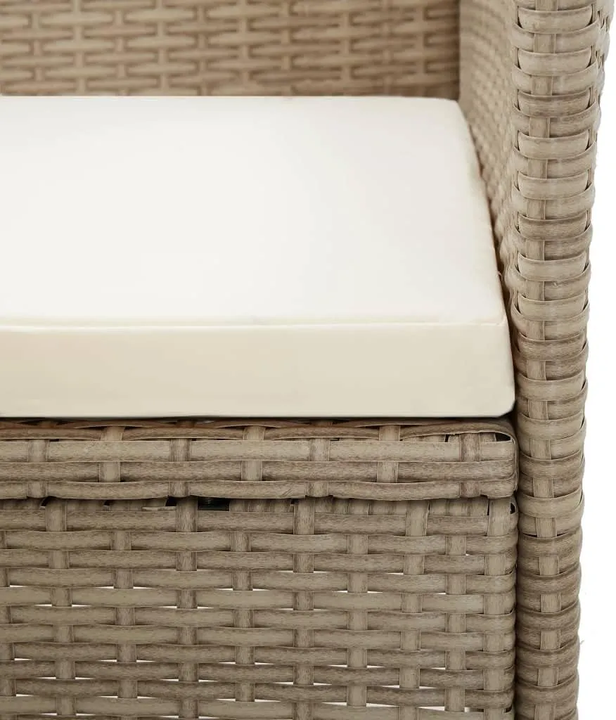 2-Piece Patio Chairs Set with Cushions PE Rattan Reclining Outdoor Furniture Beige Water-Resistant Steel Frame for Garden Poolside Backyard