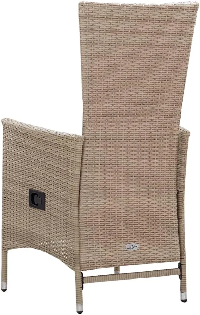 2-Piece Patio Chairs Set with Cushions PE Rattan Reclining Outdoor Furniture Beige Water-Resistant Steel Frame for Garden Poolside Backyard