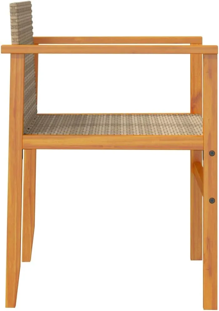 2-Piece Patio Chairs with Cushions Beige PE Rattan & Acacia Wood Outdoor Lounge Chairs for Backyard, Poolside, Patio Furniture with Removable Seat Cushions and Weather-Resistant Design