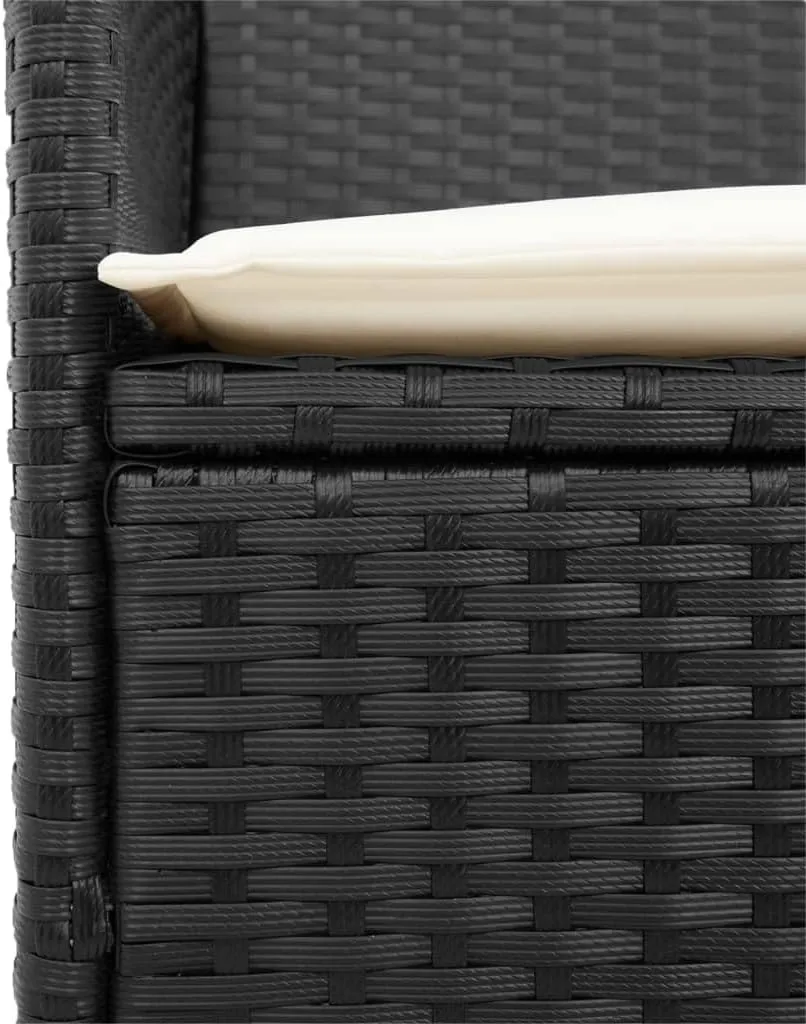 2-Piece Patio Chairs with Cushions Black PE Rattan & Acacia Wood Outdoor Furniture Set for Porch, Poolside, and Backyard Lounge