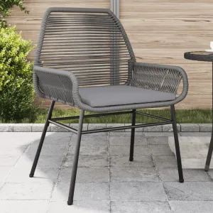 2-Piece Patio Chairs with Cushions, Gray PE Rattan Outdoor Lounge Chairs with Steel Frame, Weather-Resistant Garden Furniture for Poolside Backyard Deck