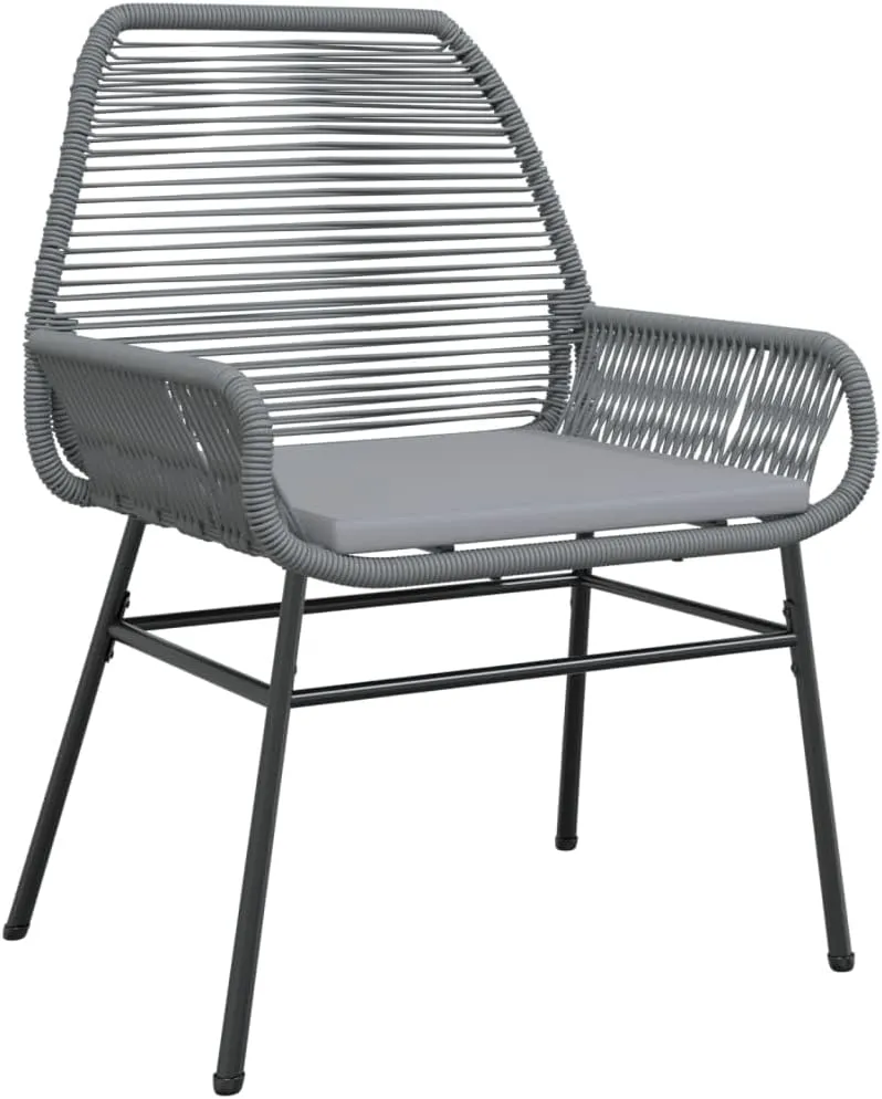 2-Piece Patio Chairs with Cushions, Gray PE Rattan Outdoor Lounge Chairs with Steel Frame, Weather-Resistant Garden Furniture for Poolside Backyard Deck