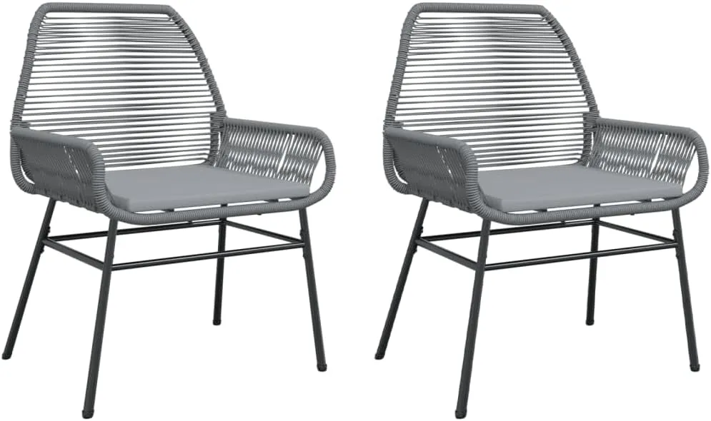2-Piece Patio Chairs with Cushions, Gray PE Rattan Outdoor Lounge Chairs with Steel Frame, Weather-Resistant Garden Furniture for Poolside Backyard Deck