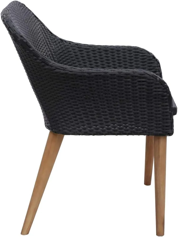 2-Piece Patio Chairs with Cushions PE Rattan Outdoor Lounge Chairs Black Water-Resistant Steel Frame Furniture for Backyard Pool Deck Garden