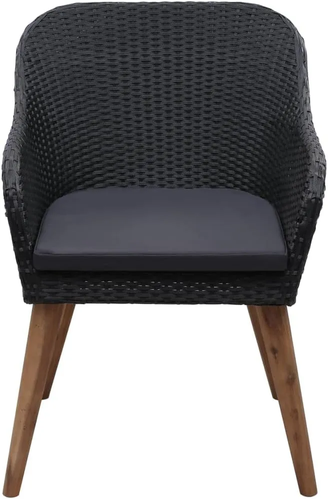 2-Piece Patio Chairs with Cushions PE Rattan Outdoor Lounge Chairs Black Water-Resistant Steel Frame Furniture for Backyard Pool Deck Garden