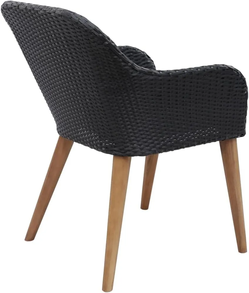 2-Piece Patio Chairs with Cushions PE Rattan Outdoor Lounge Chairs Black Water-Resistant Steel Frame Furniture for Backyard Pool Deck Garden