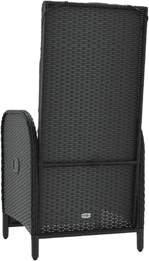 2-Piece Patio Reclining Chairs with Cushions Outdoor Furniture Set, PE Rattan Lounge Chairs with Adjustable Backrest & Footrest, Black Weather-Resistant Chaise Lounge for Poolside Backyard