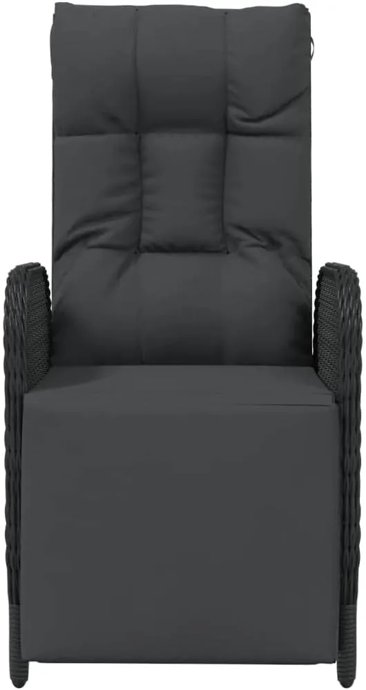 2-Piece Patio Reclining Chairs with Cushions Outdoor Furniture Set, PE Rattan Lounge Chairs with Adjustable Backrest & Footrest, Black Weather-Resistant Chaise Lounge for Poolside Backyard