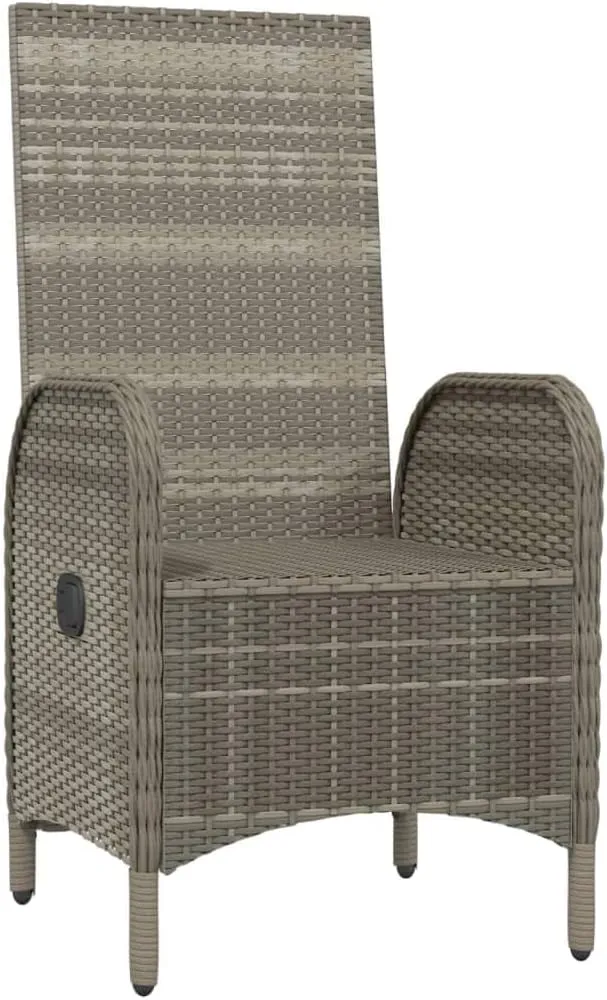 2-Piece Poly Rattan Patio Chairs with Cushions, Steel Frame Outdoor Furniture Set, Gray Lounge Chairs for Backyard, Poolside, Camping and Dining