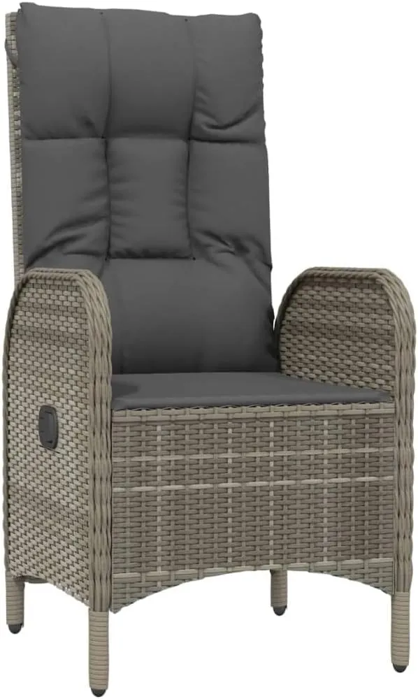 2-Piece Poly Rattan Patio Chairs with Cushions, Steel Frame Outdoor Furniture Set, Gray Lounge Chairs for Backyard, Poolside, Camping and Dining