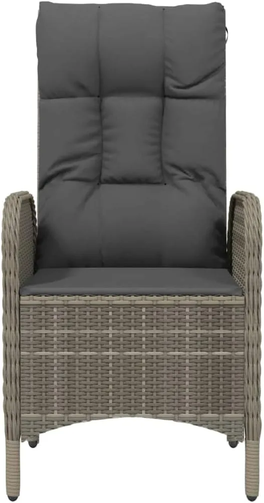 2-Piece Poly Rattan Patio Chairs with Cushions, Steel Frame Outdoor Furniture Set, Gray Lounge Chairs for Backyard, Poolside, Camping and Dining