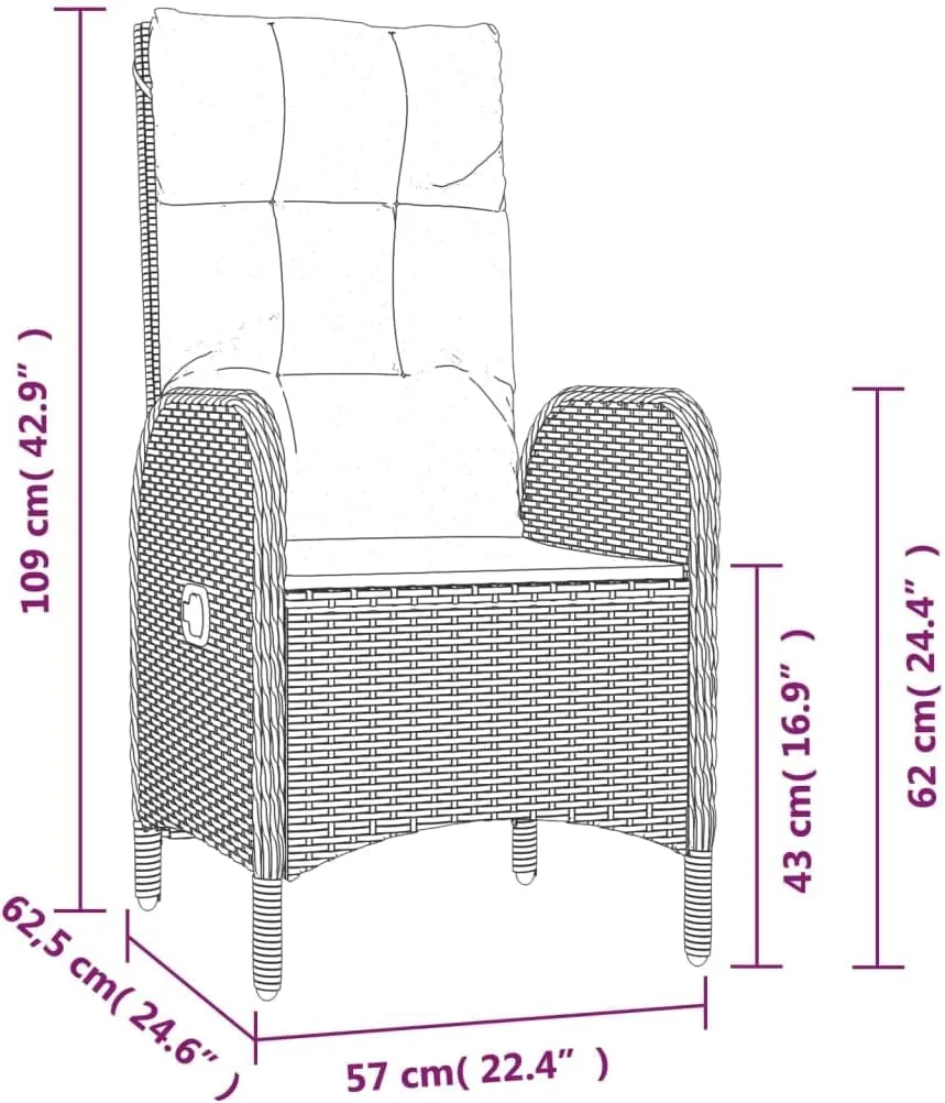 2-Piece Poly Rattan Patio Chairs with Cushions, Steel Frame Outdoor Furniture Set, Gray Lounge Chairs for Backyard, Poolside, Camping and Dining