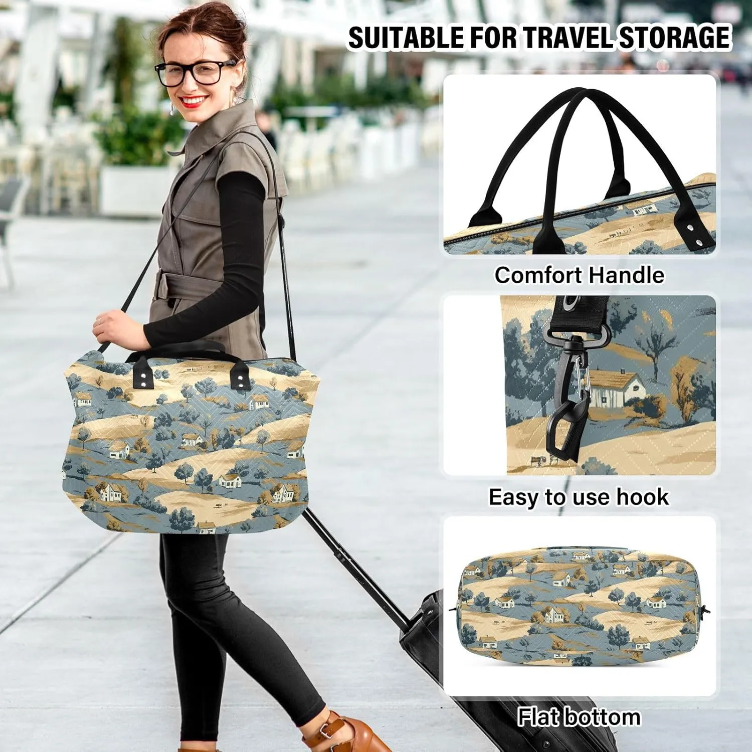 2-Piece Travel Organizer Set - Wave Quilted Expandable Duffel Bag with Detachable Toiletry Pouch, TSA-Compliant Carry-On for Gym/Camping/Airplane, Cottage
