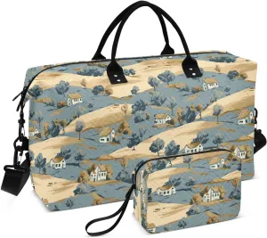 2-Piece Travel Organizer Set - Wave Quilted Expandable Duffel Bag with Detachable Toiletry Pouch, TSA-Compliant Carry-On for Gym/Camping/Airplane, Cottage