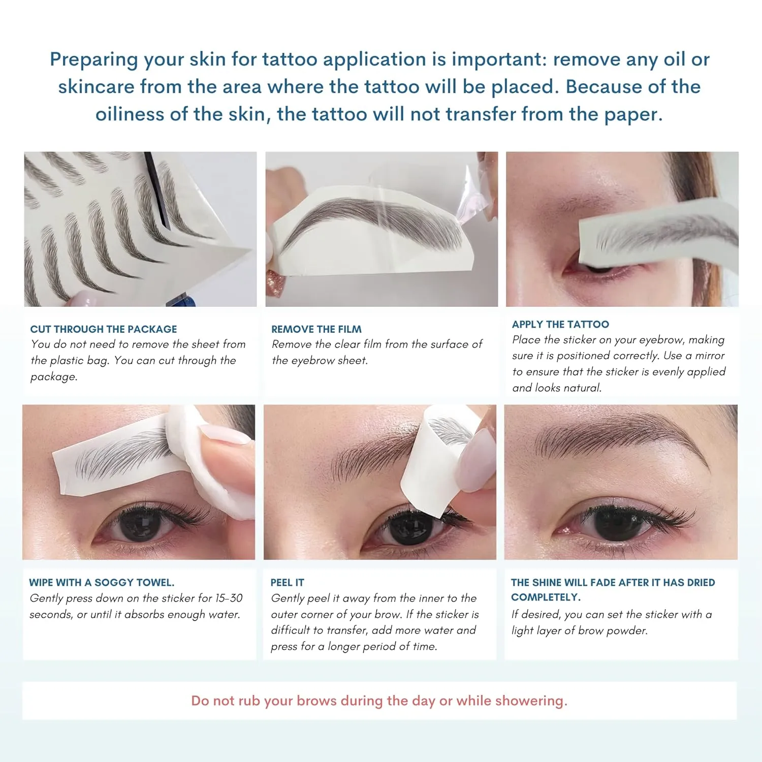 2 sheets eyebrow tattoo waterproof sticker, Long Lasting, Natural Looking Fake Eyebrow for Alopecia, Chemo, Cancer. Same Size eyebrow tattoos (Dramatic Las Vegas, Light Brown)