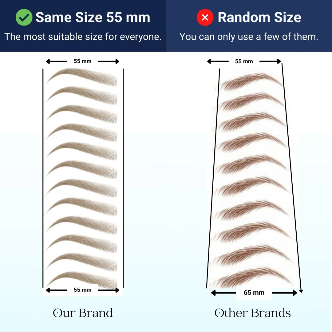2 sheets eyebrow tattoo waterproof sticker, Long Lasting, Natural Looking Fake Eyebrow for Alopecia, Chemo, Cancer. Same Size eyebrow tattoos (Dramatic Las Vegas, Light Brown)
