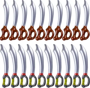 20 Pieces Inflatable Pirate Swords Inflatable Swords Inflated Knife for Pirate Theme Party Birthday Swimming Pool Party Cosplay Halloween Costume Accessories Stage Props Water Toy
