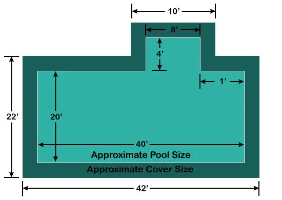 20' x 40' Rectangle with 4' x 8' Right 1' Offset Step Loop-Loc II Super Dense Mesh In-Ground Pool Safety Cover